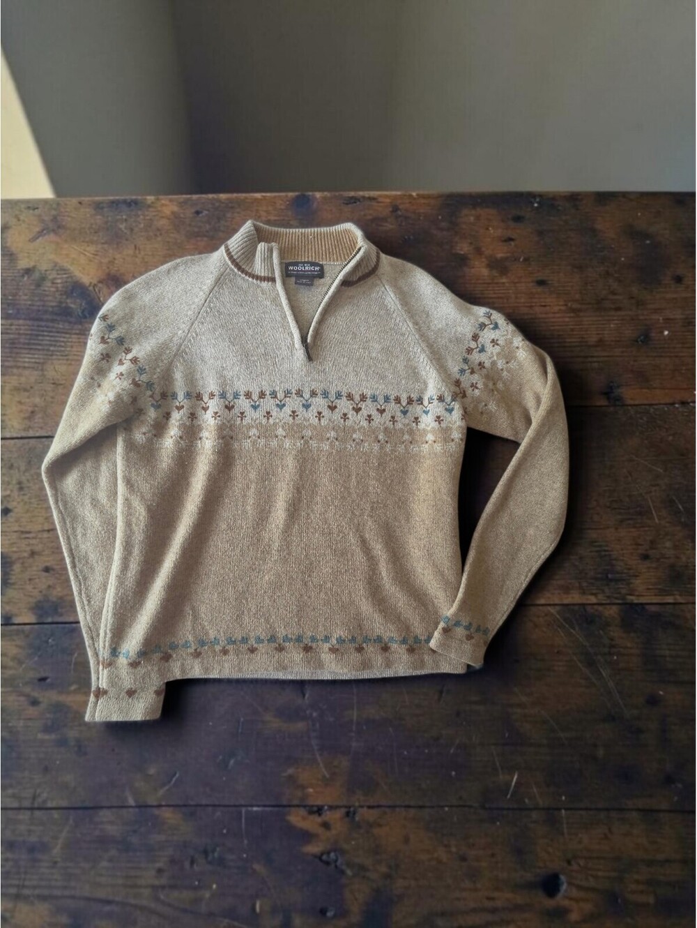 Woolrich Nordic Knit 1/4 Zip Pullover Sweater Wool Medium